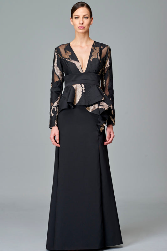 Structured Faille and Fil Coupe Gown