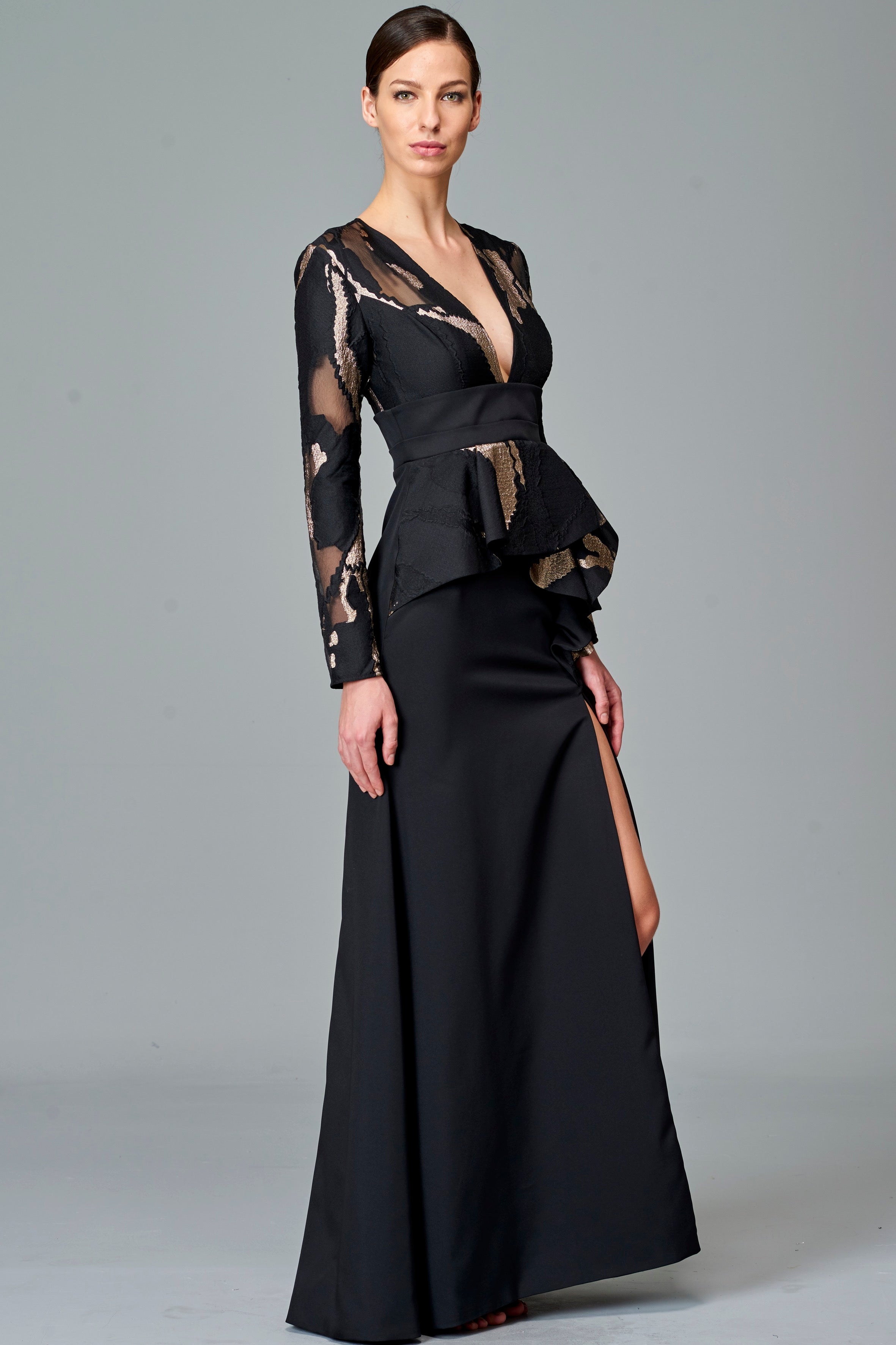 Structured Faille and Fil Coupe Gown