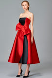 Two-Toned Taffeta Gown with Bow Detail