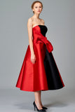 Two-Toned Taffeta Gown with Bow Detail