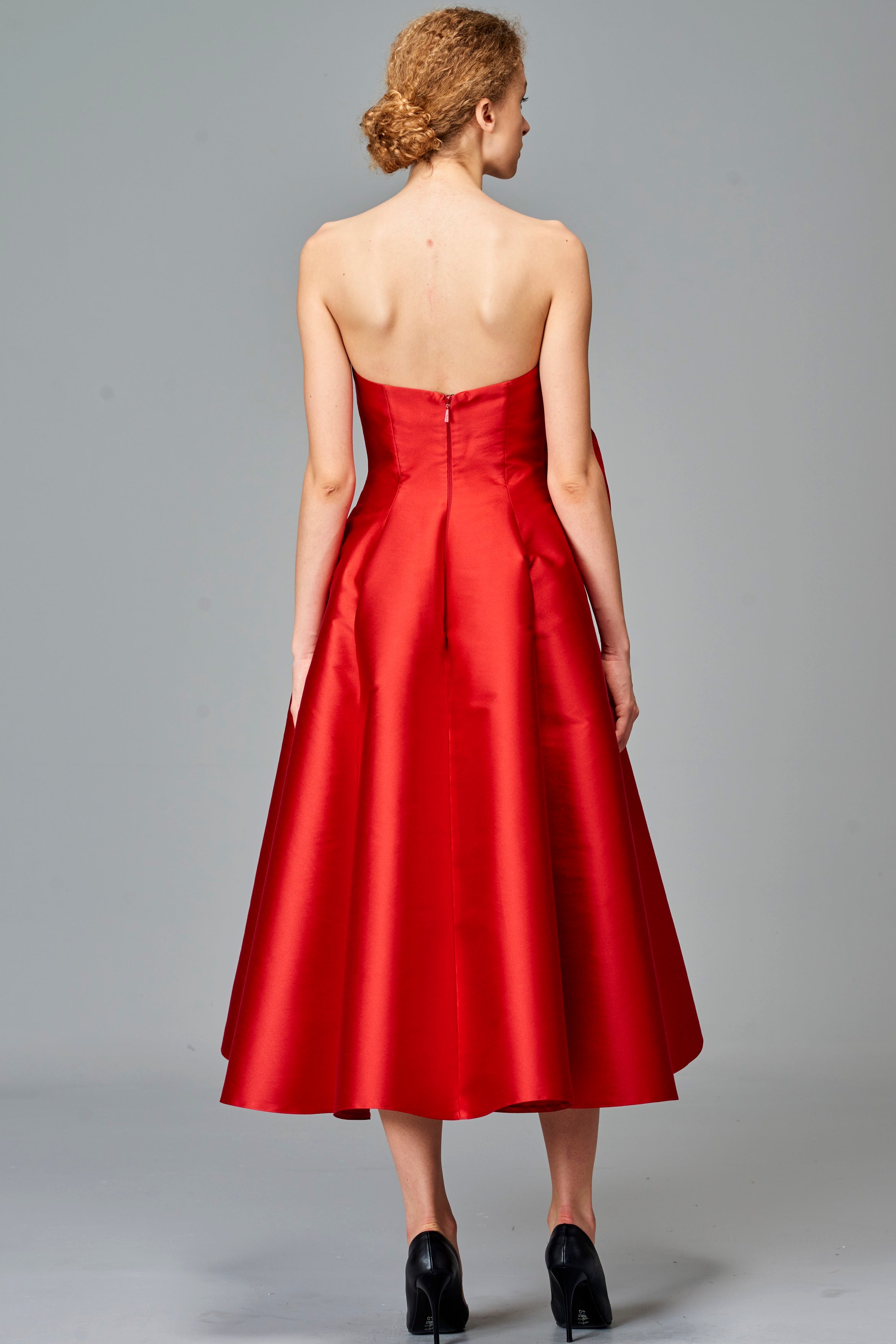 Two-Toned Taffeta Gown with Bow Detail