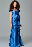 Draped Taffeta and Organza Gown