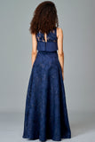 Fil Coupe and Faille Gown with Ruffle Detail