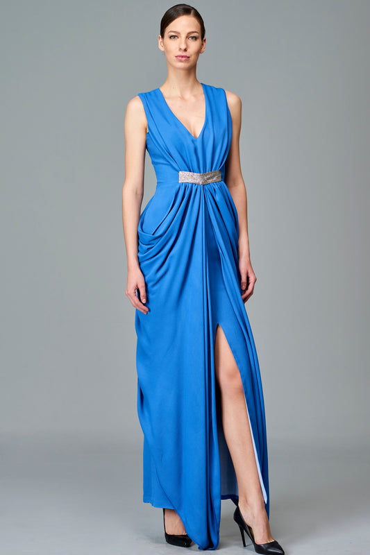 Draped Viscose Long Dress