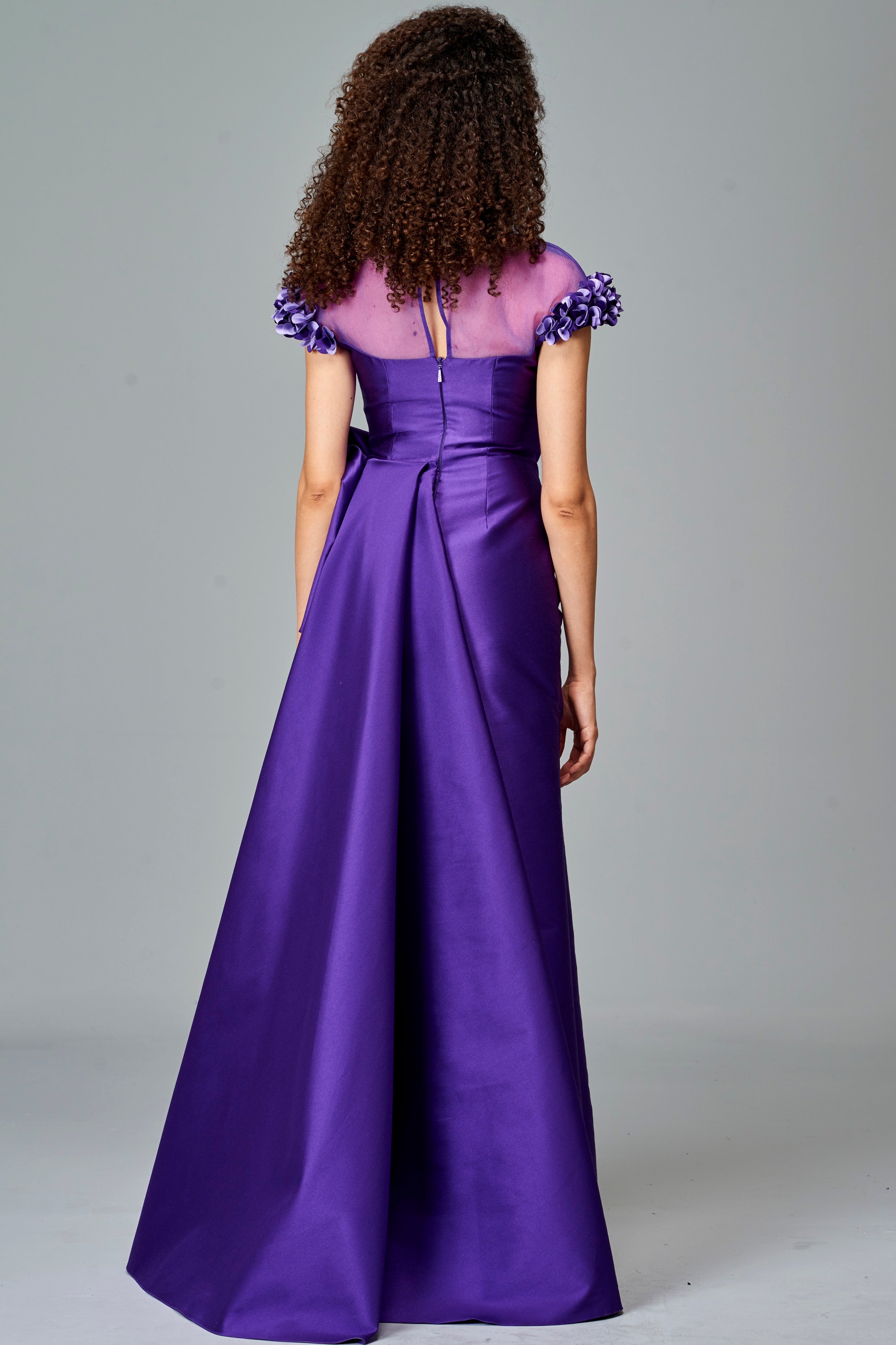 Purple Color Taffeta Silk Hand Work Gown - Zakarto