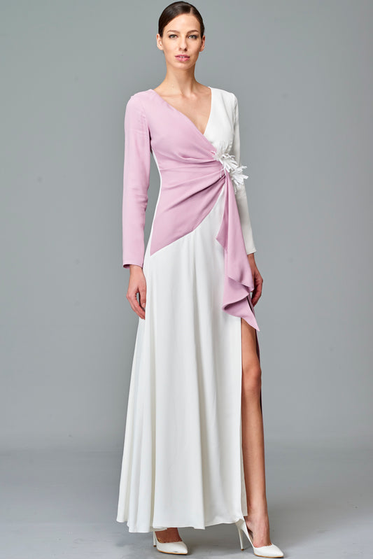 Two Toned Viscose Long Dress