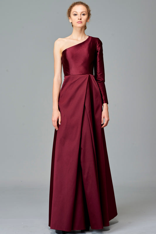 One-Sleeve Taffeta Gown
