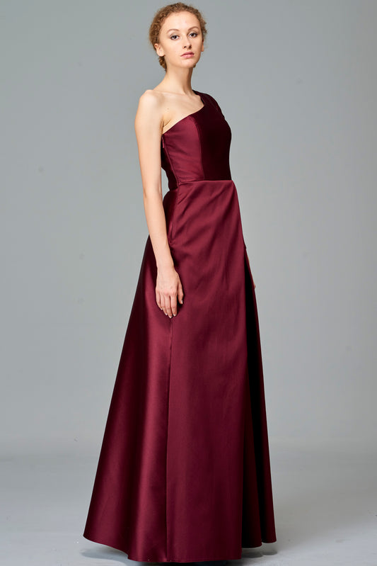 One-Sleeve Taffeta Gown