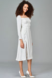 Button Up Slit Detailed Viscose Short Dress