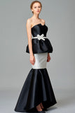 Two-Toned Taffeta Gown with Bow Detail