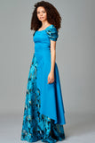 Draped Fil Coupe Faille Gown