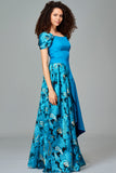 Draped Fil Coupe Faille Gown