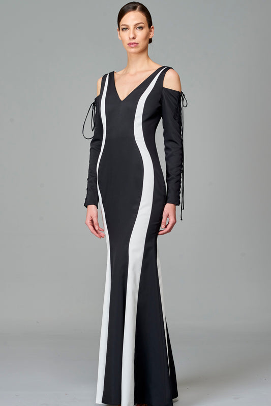 Two-Toned Tie-Up Detailed Gown