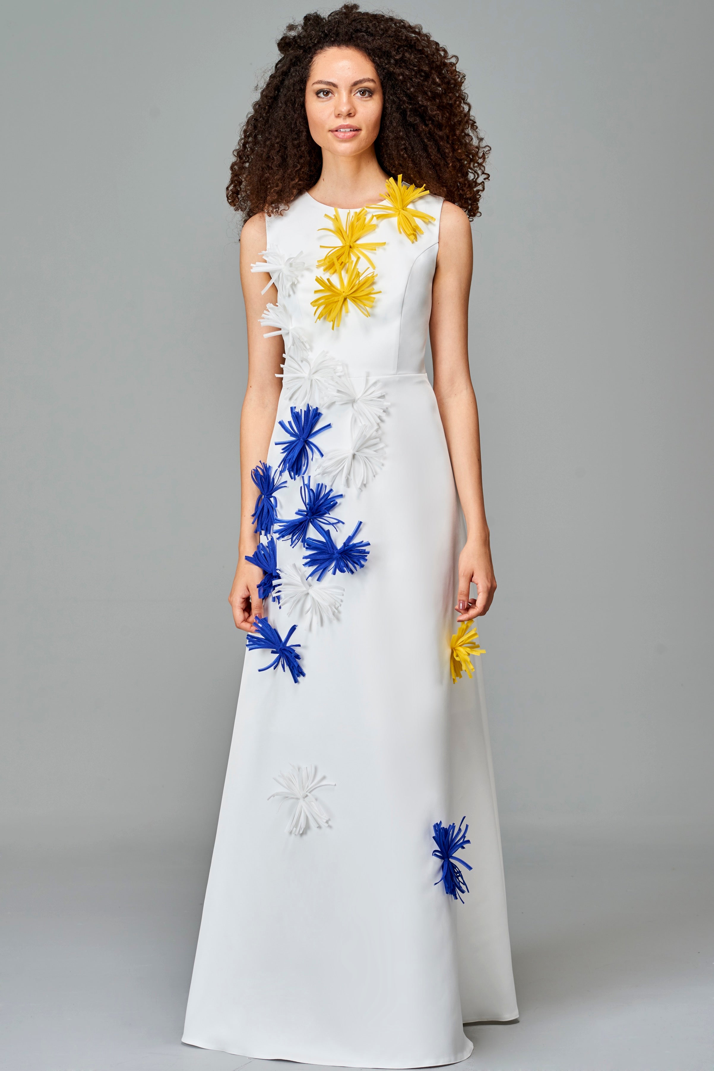 3D Colorful Applique Detailed Dress