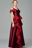 Ruffle Detailed Taffeta and Fil Coupe Gown
