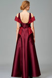 Ruffle Detailed Taffeta and Fil Coupe Gown