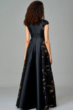 Pleated Taffeta and Fil Coupe Gown