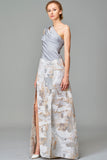 Draped Faille Bodice Fil Coupe Long Dress