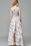 Draped Faille Bodice Fil Coupe Long Dress