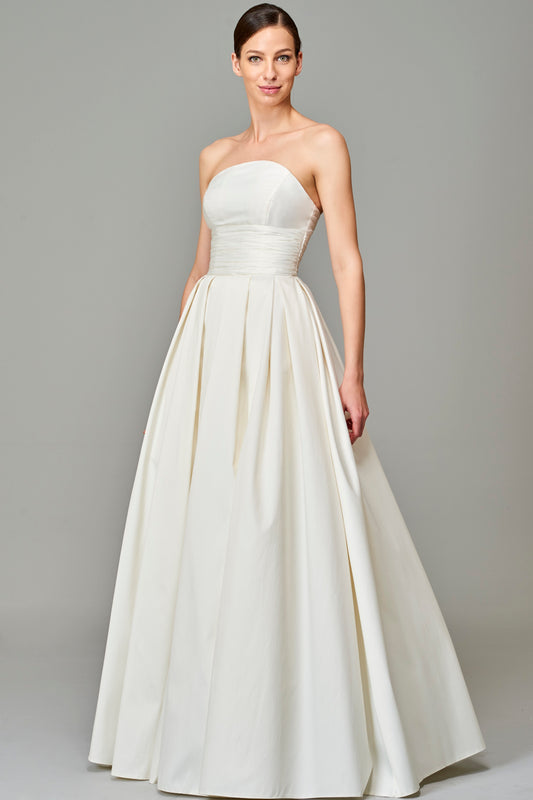 Gathered Bodice Detailed Taffeta Gown