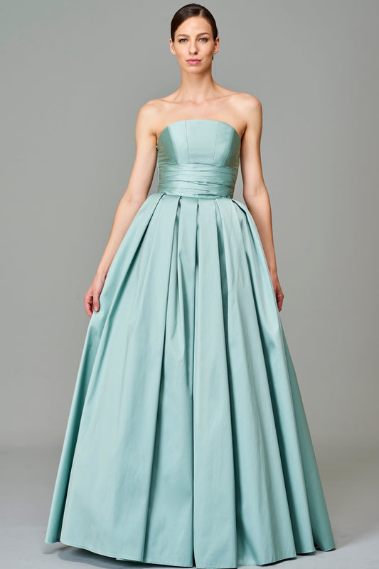 Gathered Bodice Detailed Taffeta Gown
