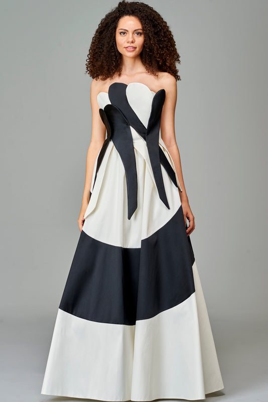 Two Toned Taffeta Long Dress