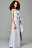Bow Detailed Taffeta Long Dress