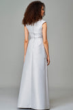 Bow Detailed Taffeta Long Dress