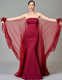 Strapless Dress with Organza Sleeves