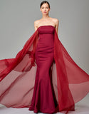 Strapless Dress with Organza Sleeves