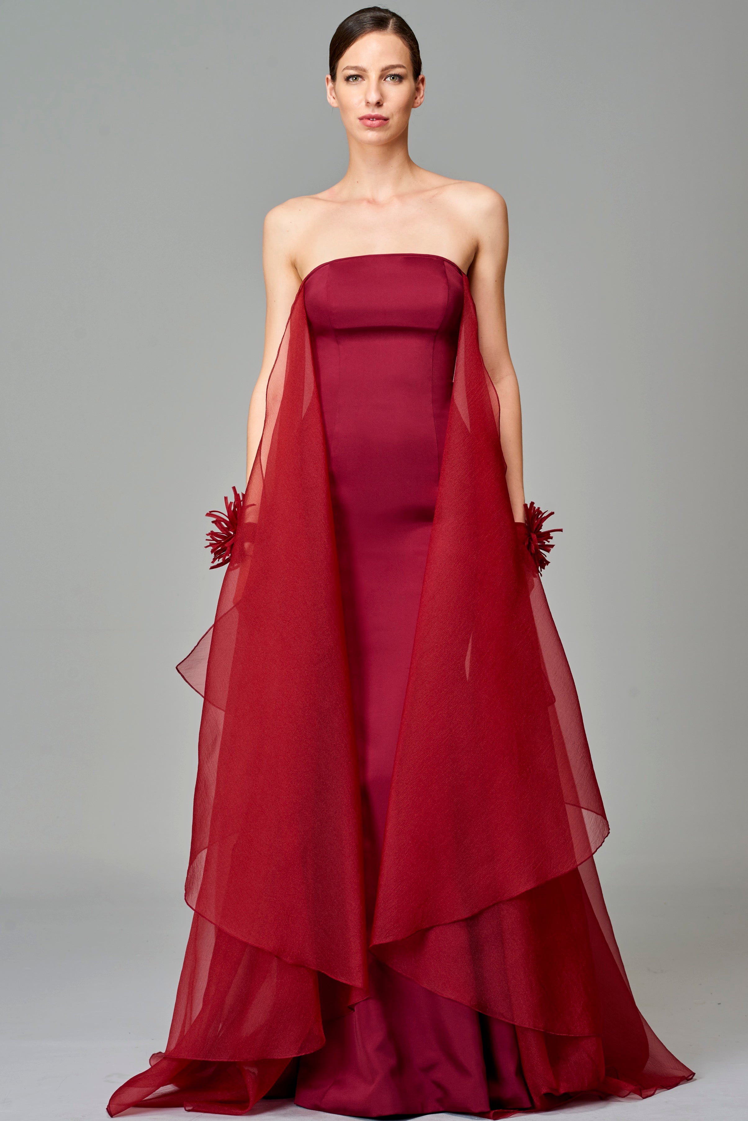 Strapless Dress with Organza Sleeves John Paul Ataker Strapless Dress with Organza Sleeves John Paul Ataker