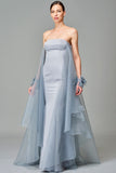 Strapless Dress with Organza Sleeves