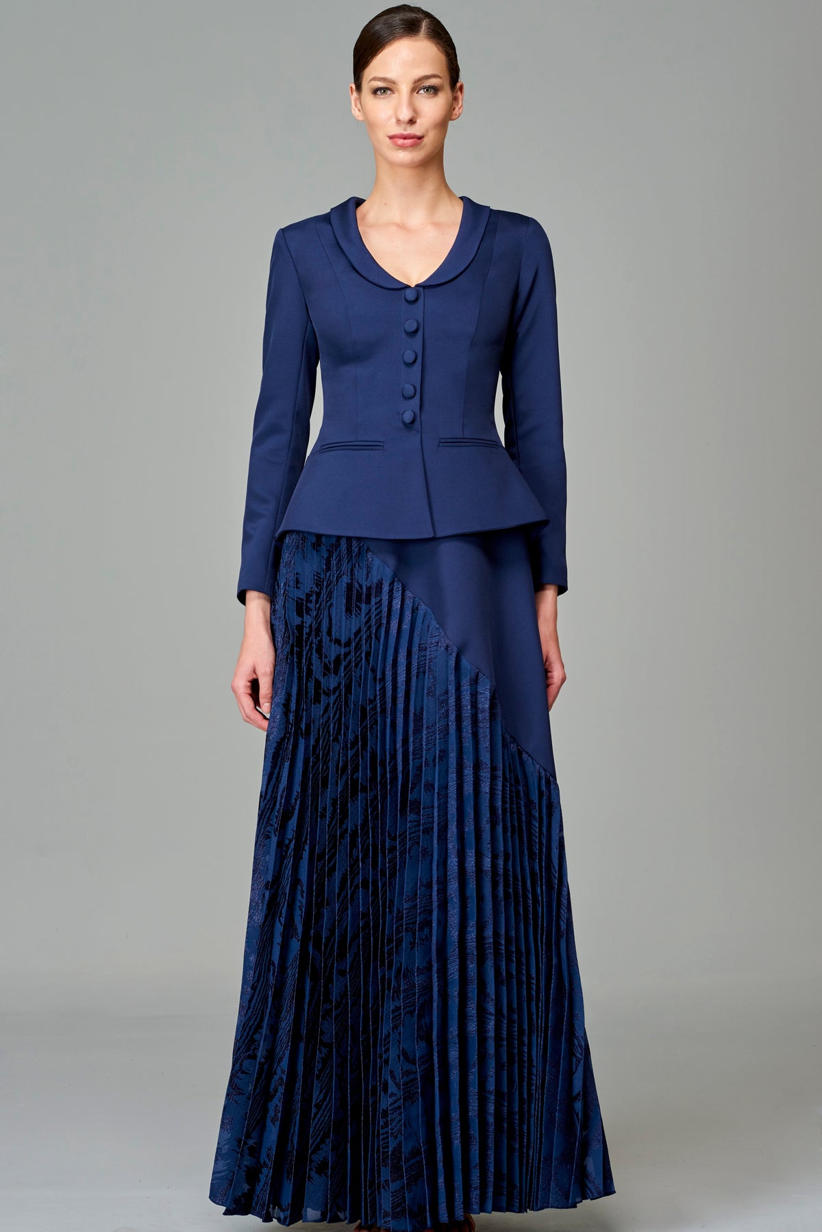Pleated Fil Coupe and Faille Gown