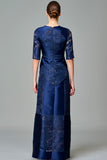 Taffeta and Fil Coupe Patchwork Long Dress