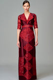 Taffeta and Fil Coupe Patchwork Long Dress