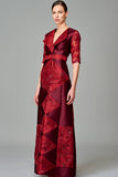 Taffeta and Fil Coupe Patchwork Long Dress