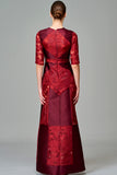 Taffeta and Fil Coupe Patchwork Long Dress