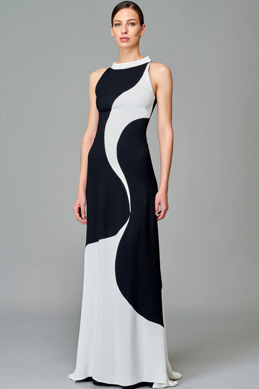 Two Toned Viscose Long Dress