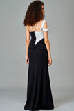 Two Toned Stretch Knit Jacquard Long Dress