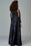 Fil Coupe and Organza Gown with Organza Pleat Detail
