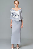 Fitted Long Dress with Off-The-Shoulder Bolero