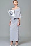 Fitted Long Dress with Off-The-Shoulder Bolero