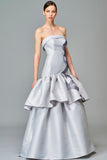 Metallic Ribbon Detailed Taffeta Gown