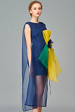 Organza Color Block Detailed Faille Short Dress