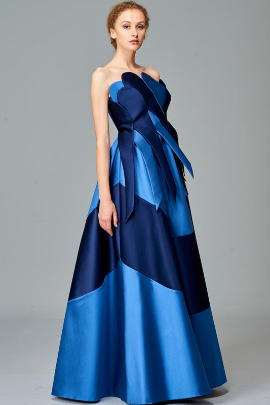 Two Toned Taffeta Long Dress