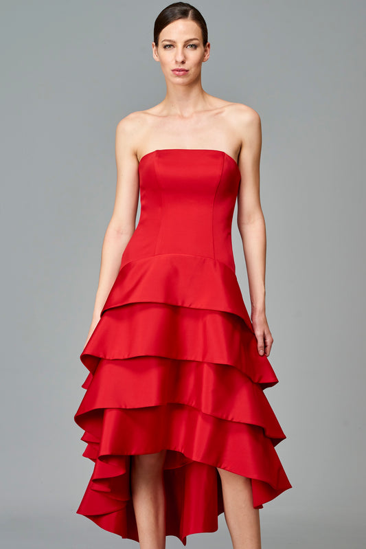 Ruffled Layer High-Low Dress