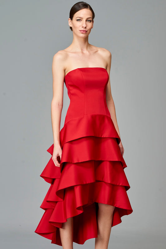 Ruffled Layer High-Low Dress