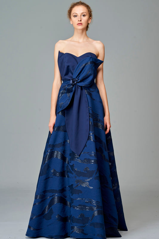 Structured Faille and Fil Coupe Gown