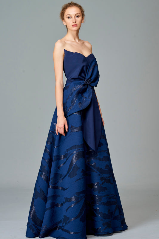 Structured Faille and Fil Coupe Gown