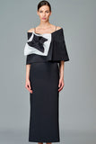 Fitted Long Dress with Off-The-Shoulder Bolero